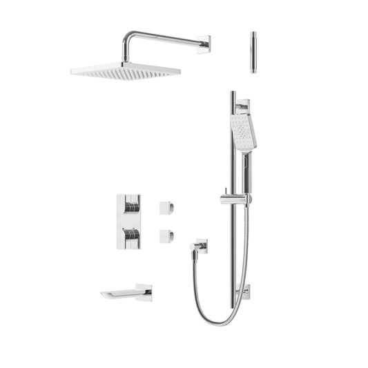 Square Rounded Thermostatic Shower Trim Kit – 3-way Shared – Polished Chrome