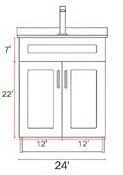 HDF Bathroom Vanity 24" with Countertop