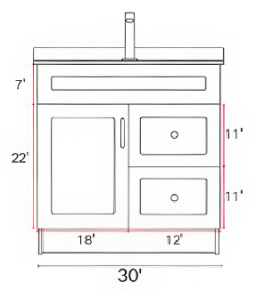 HDF Bathroom Vanity 30" - Drawers with Countertop