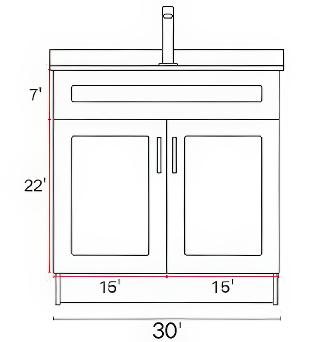HDF Bathroom Vanity 30" - Double Doors with Countertop