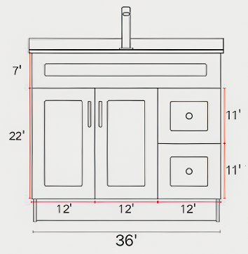 HDF Bathroom Vanity 36" with Countertop