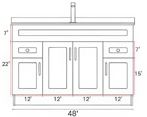 HDF Bathroom Vanity 48" with Countertop