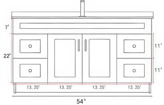 HDF Bathroom Vanity 54" with Countertop