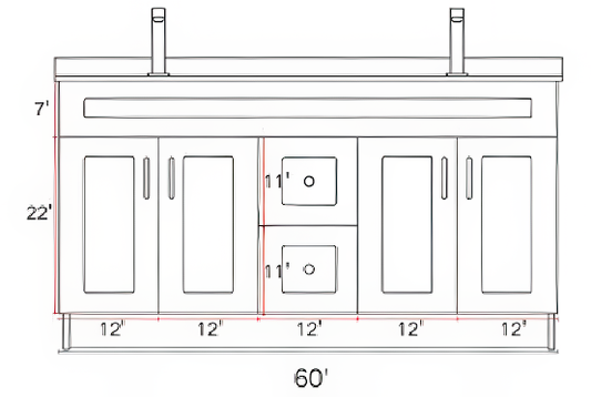 HDF Bathroom Vanity 60" Double Sink with Countertop