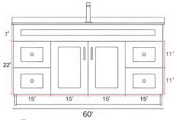 HDF Bathroom Vanity 60" Single Sink with Countertop
