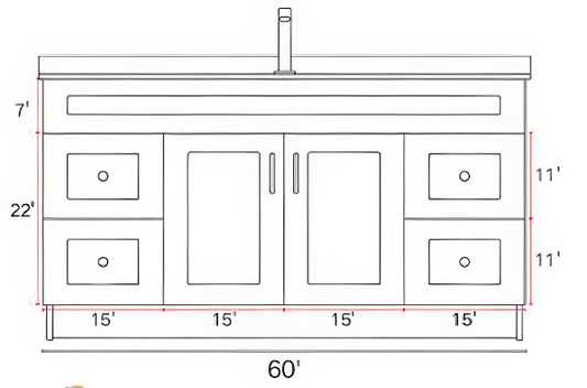 HDF Bathroom Vanity 60" Single Sink with Countertop