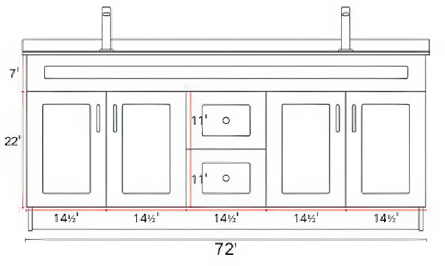 HDF Bathroom Vanity 72" Double Sink with Countertop
