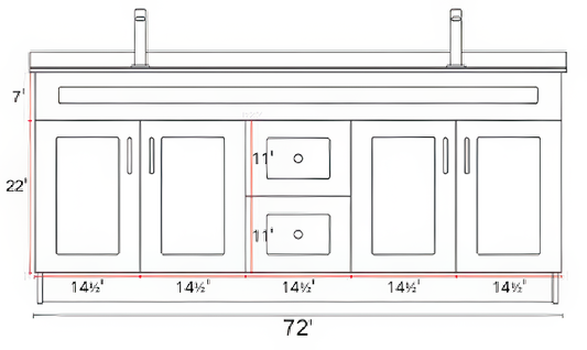 HDF Bathroom Vanity 72" Double Sink with Countertop