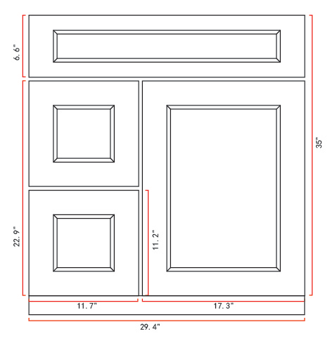 Solid Wood Bathroom Vanity 30" - Drawers with Countertop