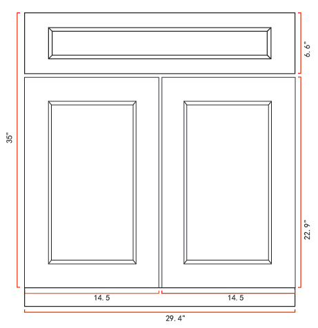 Solid Wood Bathroom Vanity 30" - Double Doors with Countertop
