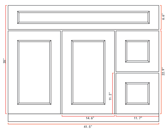 Solid Wood Bathroom Vanity 42" with Countertop