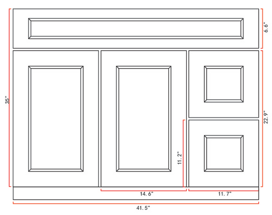 Solid Wood Bathroom Vanity 42" with Countertop