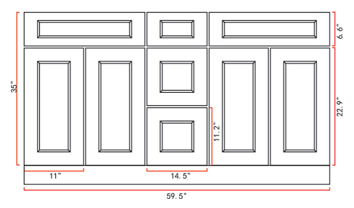 Solid Wood Bathroom Vanity 60" Double Sink with Countertop