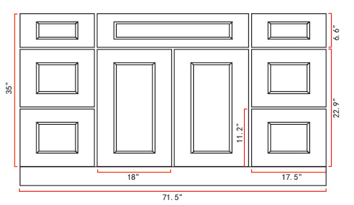 Solid Wood Bathroom Vanity 72" Single Sink with Countertop